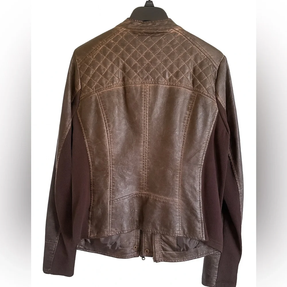 Maurices Quilted Dark Brown Faux Leather Jacket, XL - Picture 8 of 8